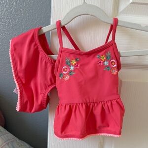 Carter's Coral Pink Floral Tankini Bikini Set